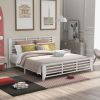 Platform bed with horizontal strip hollow shape; King size; white (New)