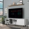 Valdivia Tv Stand for TVÂ´s up 70"; Four Open Shelves; Five Legs -White