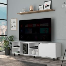 Valdivia Tv Stand for TVÂ´s up 70"; Four Open Shelves; Five Legs -White