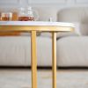 Modern Nesting coffee table; golden  metal frame with marble color top-23.6"