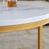 Modern Nesting coffee table; golden  metal frame with marble color top-23.6"