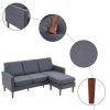 182*73*73cm Fabric Art 2nd Generation American Armrest 3 Persons With Concubine Pedal Indoor Modular Sofa Dark Grey