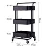 3-Tier Home Kitchen Storage Utility cart with handle-Black--YS