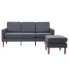 182*73*73cm Fabric Art 2nd Generation American Armrest 3 Persons With Concubine Pedal Indoor Modular Sofa Dark Grey