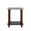 1-Piece Black + Walnut Side Table ; 2-Tier Space End Table ; Modern Night Stand; Sofa table; Side Table with Storage Shelve