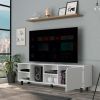 Valdivia Tv Stand for TVÂ´s up 70"; Four Open Shelves; Five Legs -White