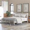 Platform bed with horizontal strip hollow shape; King size; white (New)