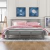 Platform bed with horizontal strip hollow shape; King size; gray (New)