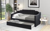 Upholstered Twin Daybed with Trundle; Black