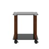 1-Piece Black + Walnut Side Table ; 2-Tier Space End Table ; Modern Night Stand; Sofa table; Side Table with Storage Shelve