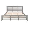 Platform bed with horizontal strip hollow shape; King size; gray (New)