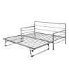 Twin Size Daybed with Adjustable Trundle; Pop Up Trundle; Silver