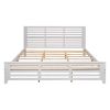 Platform bed with horizontal strip hollow shape; King size; white (New)