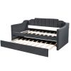 Upholstered Twin Daybed with Trundle; Black