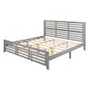 Platform bed with horizontal strip hollow shape; King size; gray (New)