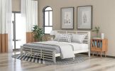 Platform bed with horizontal strip hollow shape; King size; white (New)