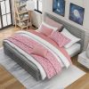 Platform bed with horizontal strip hollow shape; King size; gray (New)