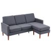 182*73*73cm Fabric Art 2nd Generation American Armrest 3 Persons With Concubine Pedal Indoor Modular Sofa Dark Grey