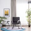 Simple Nordic Style Backrest Pull Point Sofa Rocking Chair Linen Soft Bag Solid Wood Legs Indoor Lounge Chair Gray