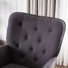 Simple Nordic Style Backrest Pull Point Sofa Rocking Chair Linen Soft Bag Solid Wood Legs Indoor Lounge Chair Gray