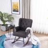 Simple Nordic Style Backrest Pull Point Sofa Rocking Chair Linen Soft Bag Solid Wood Legs Indoor Lounge Chair Gray