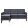 182*73*73cm Fabric Art 2nd Generation American Armrest 3 Persons With Concubine Pedal Indoor Modular Sofa Dark Grey