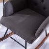 Simple Nordic Style Backrest Pull Point Sofa Rocking Chair Linen Soft Bag Solid Wood Legs Indoor Lounge Chair Gray