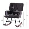 Simple Nordic Style Backrest Pull Point Sofa Rocking Chair Linen Soft Bag Solid Wood Legs Indoor Lounge Chair Gray