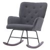 Simple Nordic Style Backrest Pull Point Sofa Rocking Chair Linen Soft Bag Solid Wood Legs Indoor Lounge Chair Gray