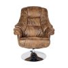 Vintage Leather Air Swiveling Recliner,Chrome Base with Cover and Matching Ottoman, vintage brown