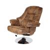 Vintage Leather Air Swiveling Recliner,Chrome Base with Cover and Matching Ottoman, vintage brown