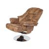 Vintage Leather Air Swiveling Recliner,Chrome Base with Cover and Matching Ottoman, vintage brown