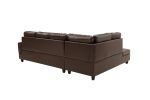 3 PC Sectional Sofa Set; (Brown) Faux Leather Right -Facing Chaise with Free Storage Ottoman