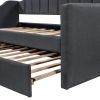 Upholstered Twin Daybed with Trundle; Black