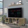 Valdivia Tv Stand for TVÂ´s up 70"; Four Open Shelves; Five Legs -Light Oak