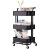 3-Tier Home Kitchen Storage Utility cart with handle-Black--YS