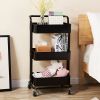 3-Tier Home Kitchen Storage Utility cart with handle-Black--YS