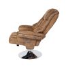 Vintage Leather Air Swiveling Recliner,Chrome Base with Cover and Matching Ottoman, vintage brown