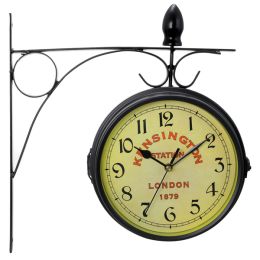 Bedford Clock Collection Double Sided Wall Clock Vintage Antique-Look Mount Station Clock