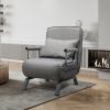 Lounge Chair Adjustable Folding Dual-Purpose Chair Sofa Bed Recliner Chair - gray with pillow XH